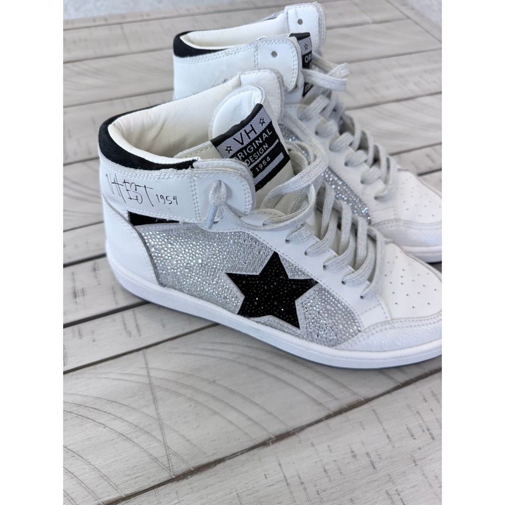 C- 003- Vintage Havana Dream 3 White Rhinestone Multi Star High Top Sneakers